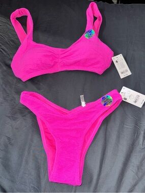 Ardene Neon Pink Textured Bikini Bottom